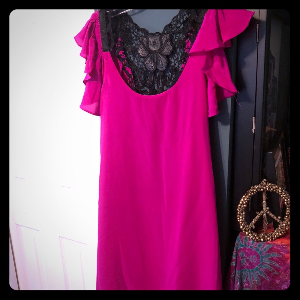 Fuschia flutter sleeve dress